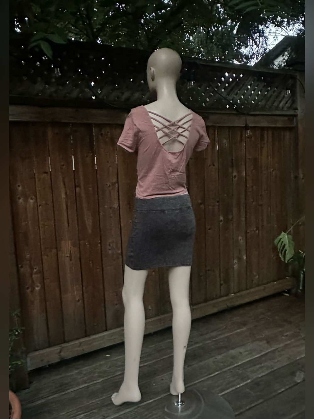 Dusty Pink Cropped Tee with Strappy Back